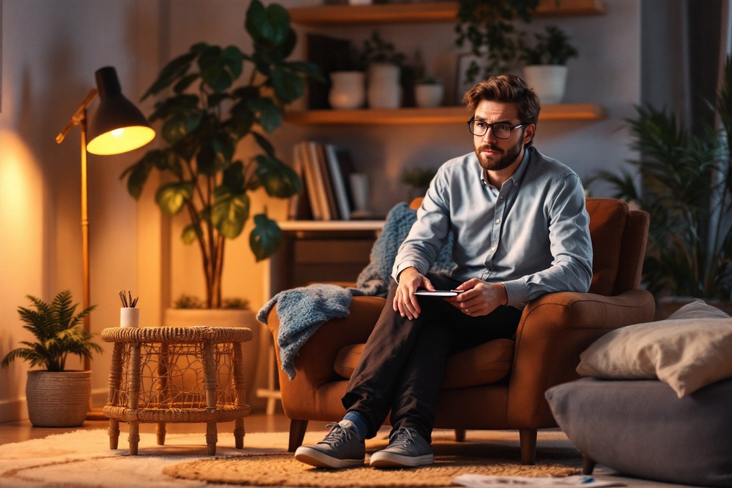 psicólogo IA ansiedad Ilustraciones de diversas estrategias y técnicas que un psicólogo IA utiliza para la gestión de la ansiedad.