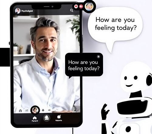 Pantalla de un psicólogo IA mostrando disponibilidad 24/7, destacando la inmediatez de la herramienta.